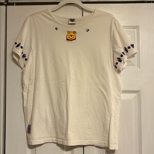 Disney White T-Shirt with Pooh and Floral Embroidery